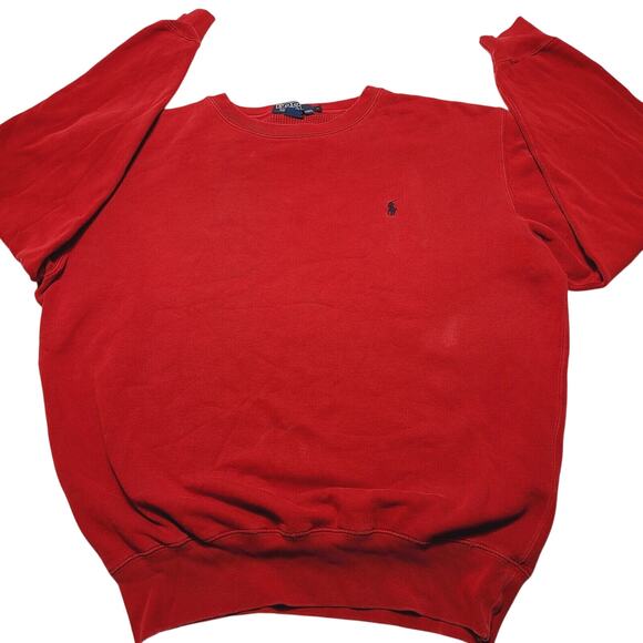 Vintage Polo Ralph Lauren Sweatshirt Men's Small Red Crewneck Pony Logo 90's - Picture 1 of 7